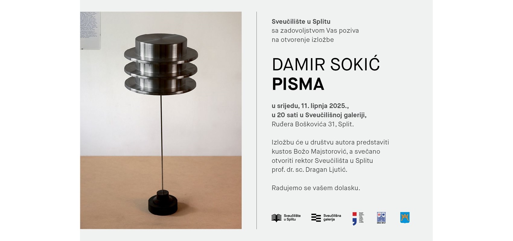 Izložba DAMIR SOKIĆ PISMA otvara se u Sveučilišnoj galeriji u povodu Dana Sveučilišta